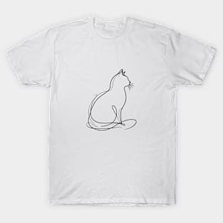 cat one line art T-Shirt